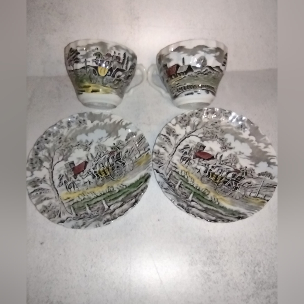 (2) MYOTT ROYAL MAIL IRONSTONE CUP & SAUCER, Multi Color